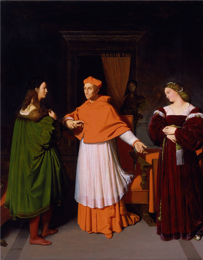 让·奥古斯特·多米尼克·安格尔(Jean Auguste Dominique Ingres,法国画家)-拉斐尔与红衣主教比比耶娜的侄女订婚(1813 年至 14 年)