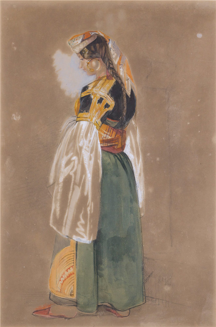 约翰·弗雷德里克·刘易斯(John Frederick Lewis英国画家)作品-直布罗陀或丹吉尔的犹太妇女