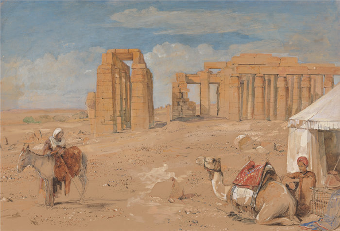 约翰·弗雷德里克·刘易斯(John Frederick Lewis英国画家)作品-底比斯的拉美西姆