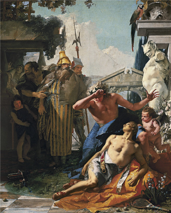 乔瓦尼·巴蒂斯塔·提埃波罗（Giovanni Battista Tiepolo，意大利画家）作品-风信子之死 (C.1752)