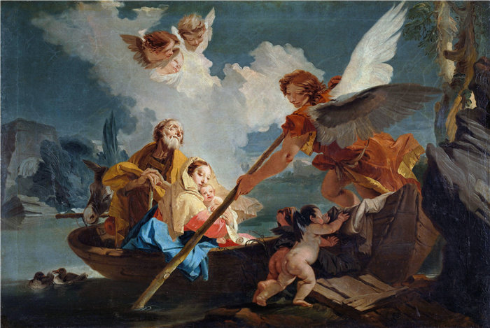乔瓦尼·巴蒂斯塔·提埃波罗（Giovanni Battista Tiepolo意大利画家）作品-飞往埃及（1750 - 1810）