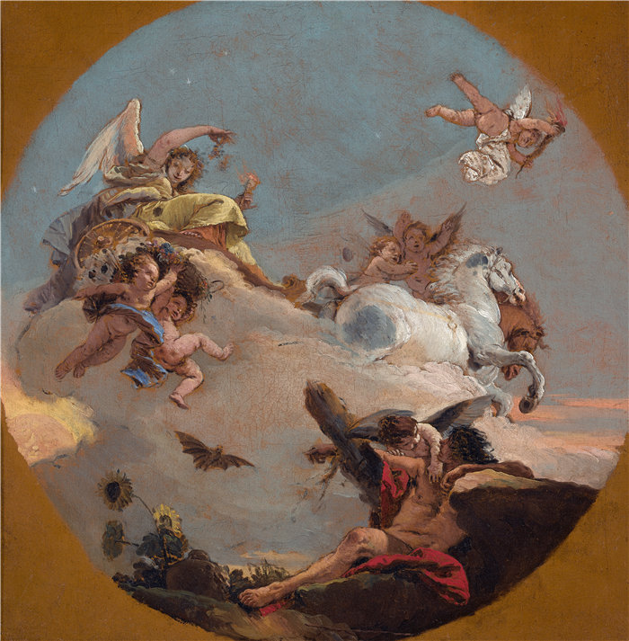乔瓦尼·巴蒂斯塔·提埃波罗(Giovanni Battista Tiepolo,意大利画家)作品-极光战车(C. 1734)