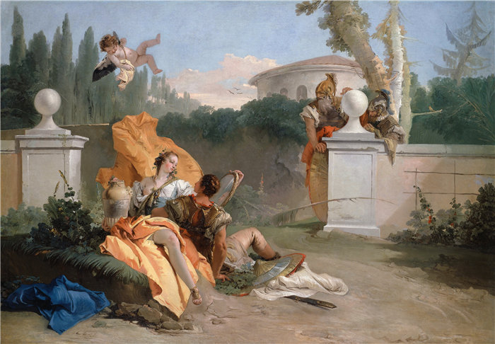 乔瓦尼·巴蒂斯塔·提埃波罗（Giovanni Battista Tiepolo，意大利画家）作品-里纳尔多和阿米达在她的花园里 (1742)