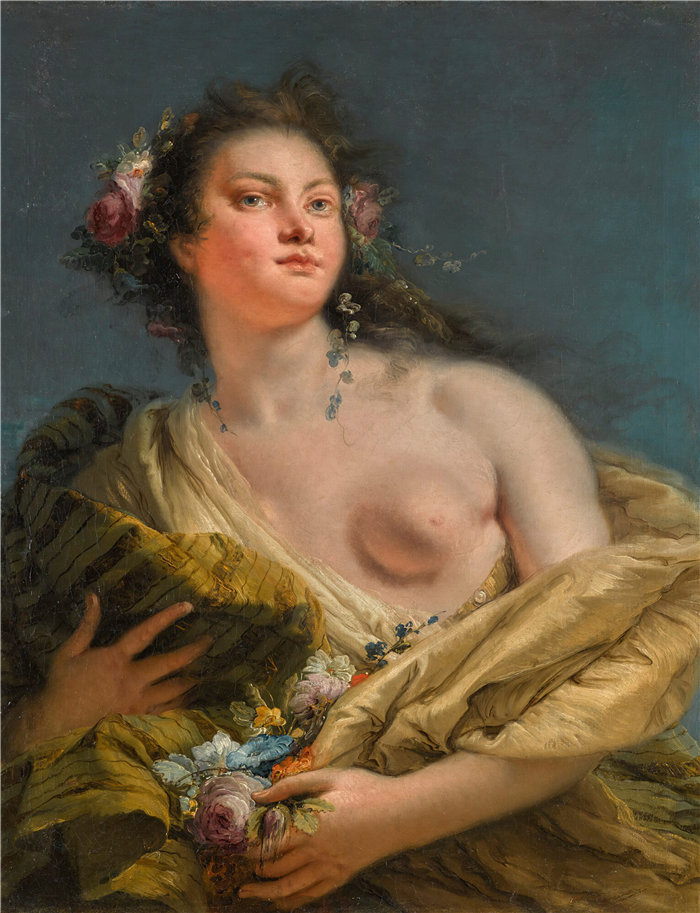 乔瓦尼·巴蒂斯塔·提埃波罗(Giovanni Battista Tiepolo,意大利画家)作品-一位女士的肖像作为植物群