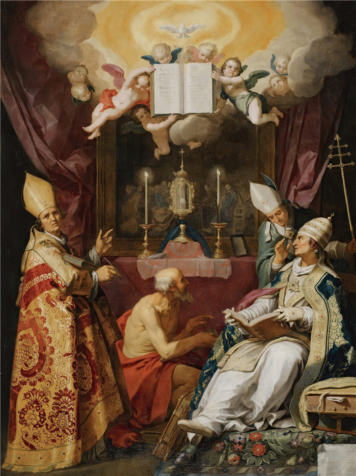 亚伯拉罕·布洛马特(Abraham Bloemaert,荷兰画家)作品-拉丁教会的四大教父 (1632)