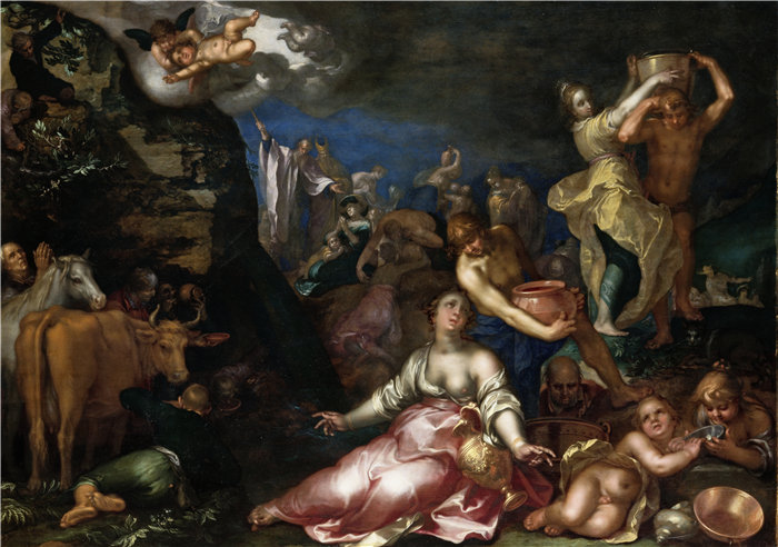 亚伯拉罕·布洛马特(Abraham Bloemaert,荷兰画家)作品-摩西击打磐石 (1611)