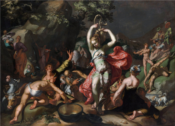 亚伯拉罕·布洛马特(Abraham Bloemaert,荷兰画家)作品-摩西击打磐石 (1596)
