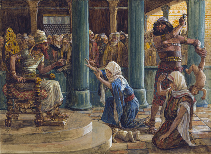 詹姆斯·天梭（James Tissot，法国画家）作品-所罗门的智慧 (c. 1896-1902)