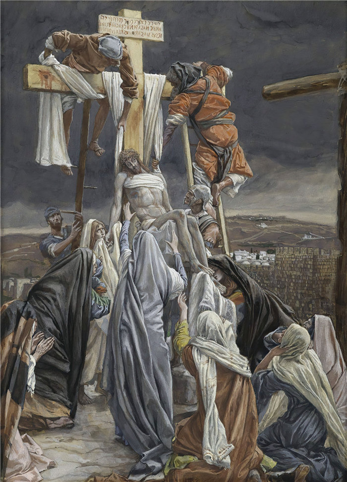 詹姆斯·天梭（James Tissot，法国画家）作品-从十字架上的下降（1886-1894）