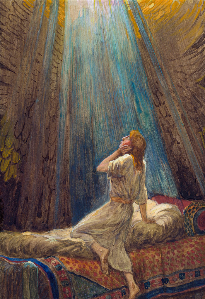 詹姆斯·天梭（James Tissot，法国画家）作品-主的声音 (c. 1896-1902)