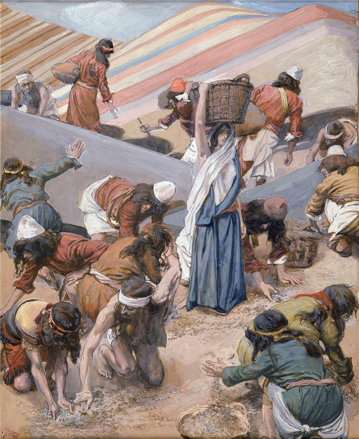 詹姆斯·天梭(James Tissot,法国画家)作品-吗哪的聚会(约 1896-1902 年)