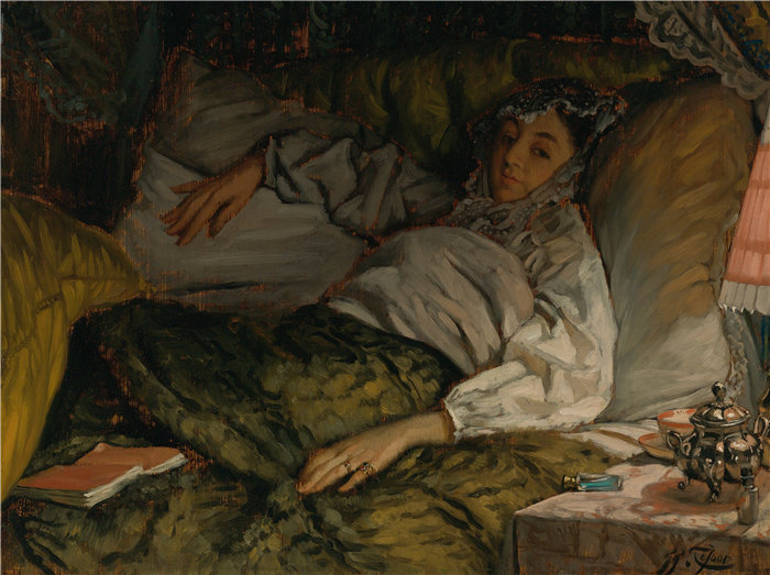 詹姆斯·天梭(James Tissot,法国画家)作品- 一个躺着的女士