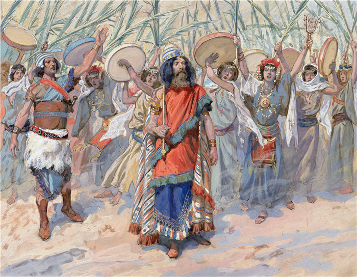 詹姆斯·天梭(James Tissot,法国画家)作品-纪念大卫的庆祝活动(约 1896-1902)