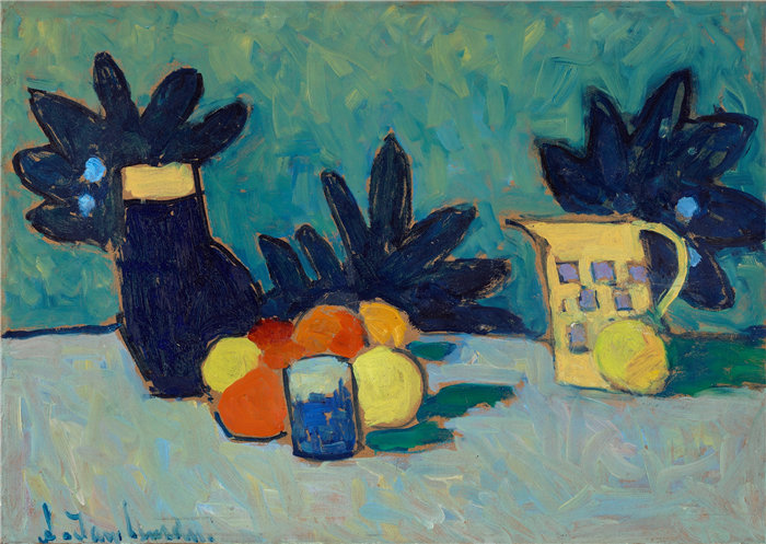 阿列克谢·冯·贾伦斯基（Alexej von Jawlensky，俄罗斯画家）作品-水果静物（1910）