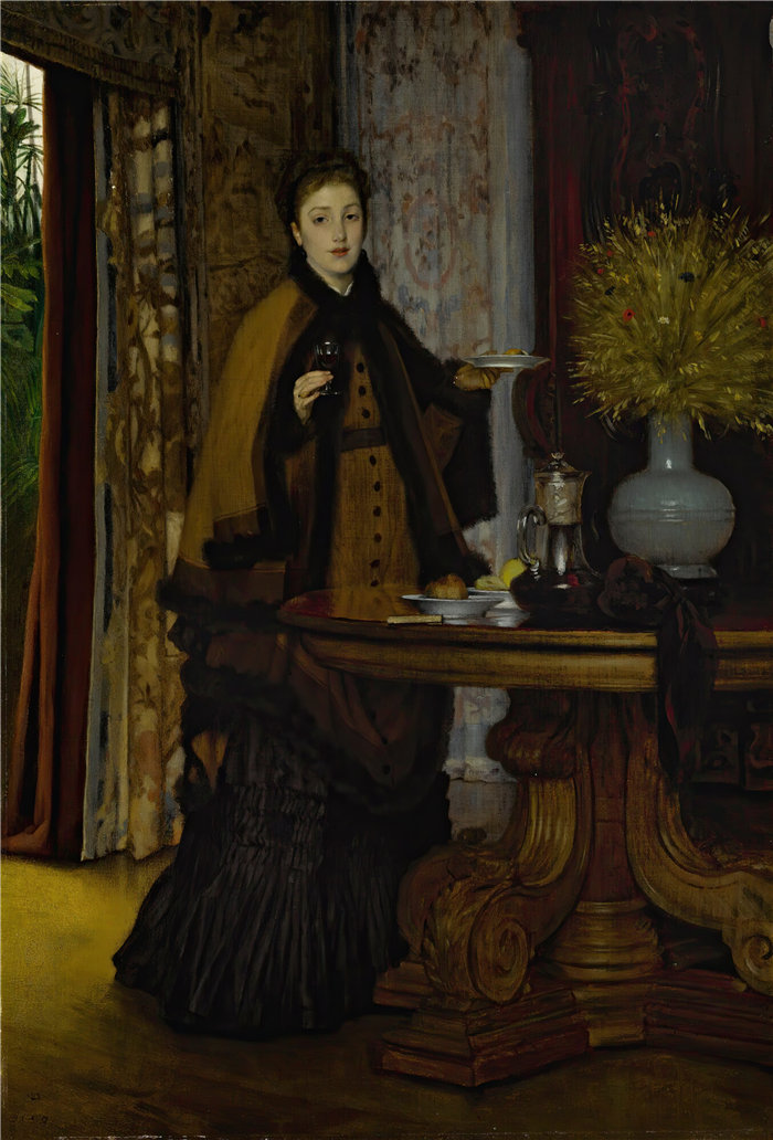 詹姆斯·天梭(James Tissot,法国画家)作品-Le Goúter(小吃)(1869)
