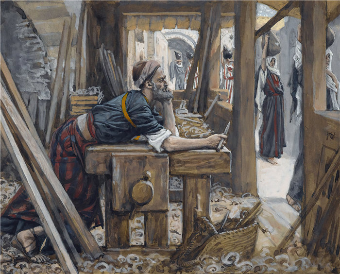 詹姆斯·天梭（James Tissot，法国画家）作品-圣约瑟夫的焦虑（1886-1894）