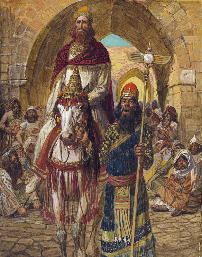 詹姆斯·天梭(James Tissot,法国画家)作品-末底改的胜利 (c. 1896-1902)