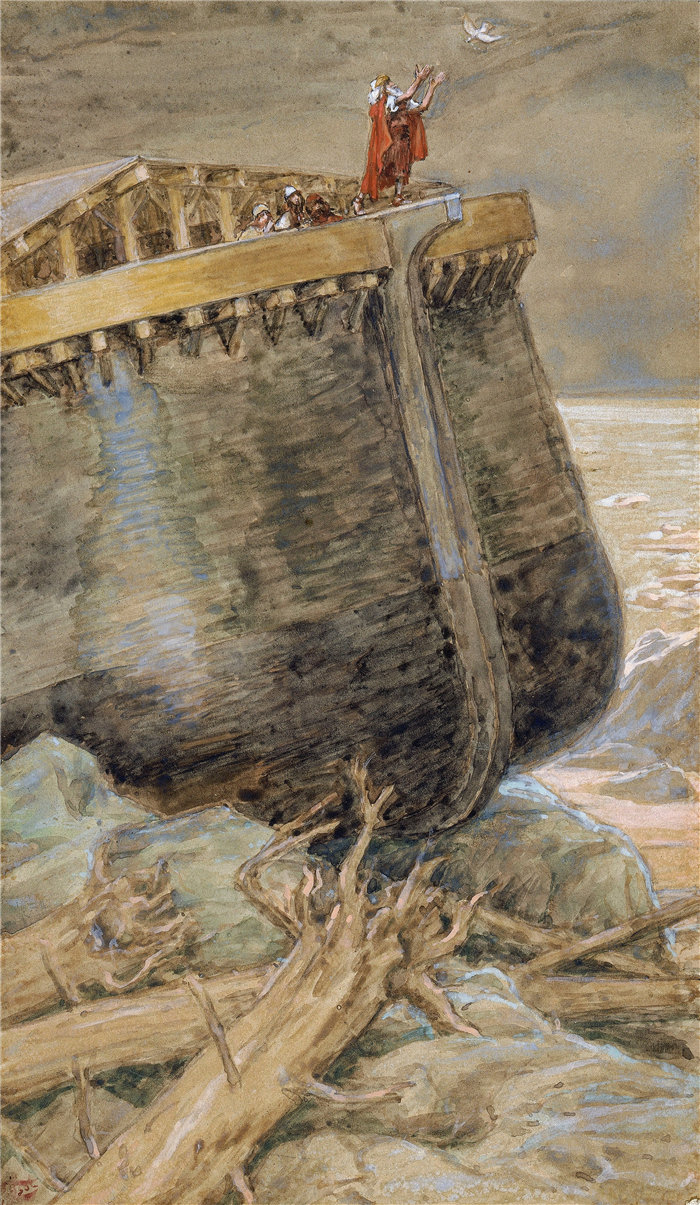 詹姆斯·天梭(James Tissot,法国画家)作品-鸽子回到诺亚 (c. 1896-1902)