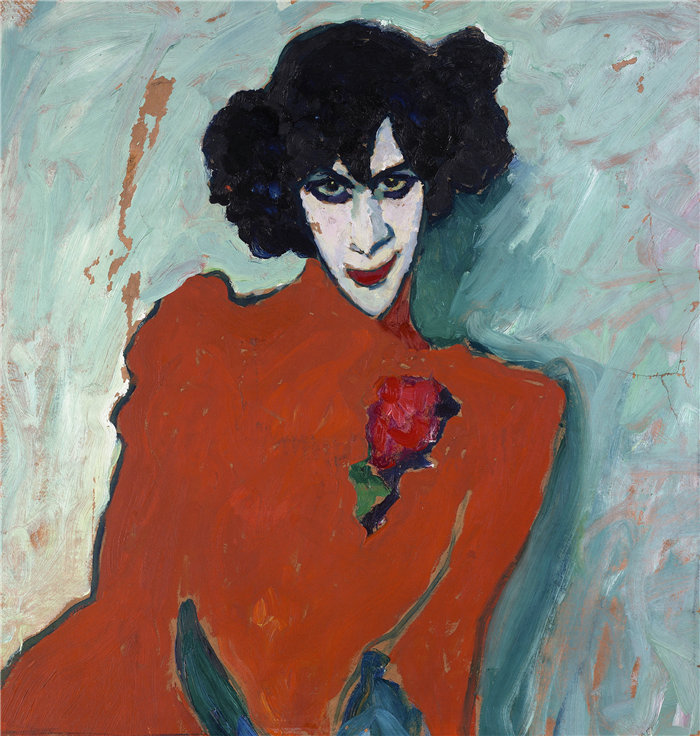阿列克谢·冯·贾伦斯基(Alexej von Jawlensky,俄罗斯画家)作品-舞者亚历山大·萨哈洛夫 (Alexander Sacharoff) 的肖像 (1909)
