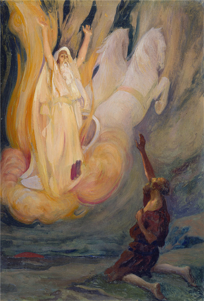 詹姆斯·天梭（James Tissot，法国画家）作品-以利亚乘坐火车升天（约 1896-1902）