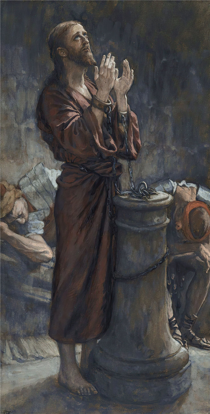 詹姆斯·天梭(James Tissot,法国画家)作品-星期五早上好;耶稣在狱中 (1886-1894)