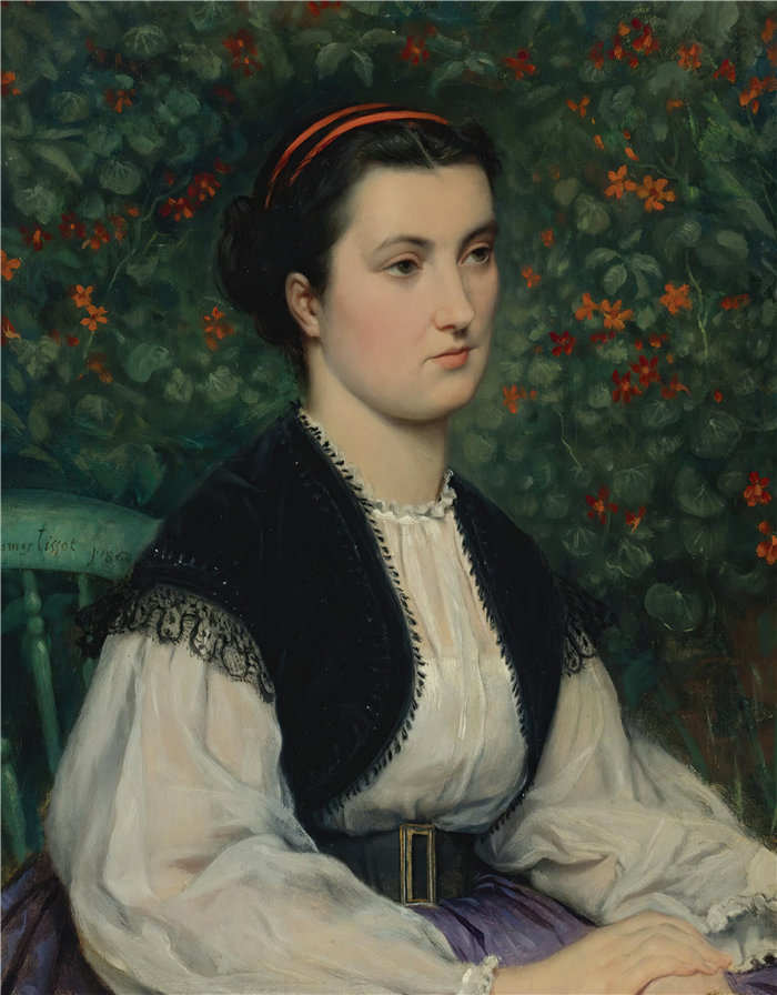 詹姆斯·天梭（James Tissot，法国画家）作品- 一位女士的肖像（1864）