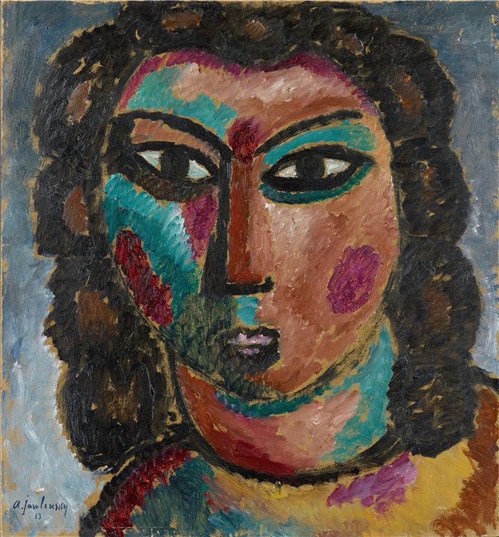 阿列克谢·冯·贾伦斯基（Alexej von Jawlensky，俄罗斯画家）作品-棕色卷发 (1913)