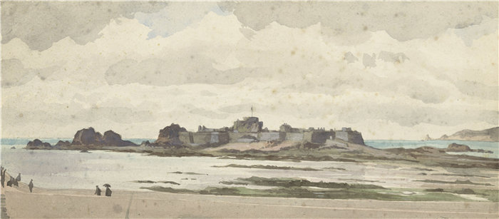 詹姆斯·天梭（James Tissot，法国画家）作品-海岸上的城堡或堡垒（1846 - 1902）