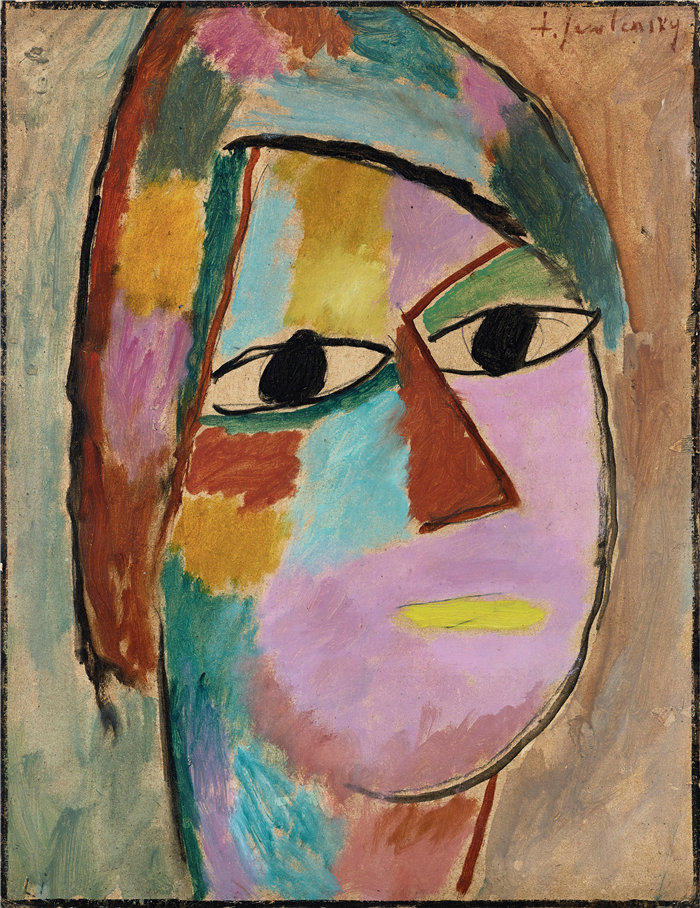 阿列克谢·冯·贾伦斯基（Alexej von Jawlensky，俄罗斯画家）作品-神秘的头颅 (1917)