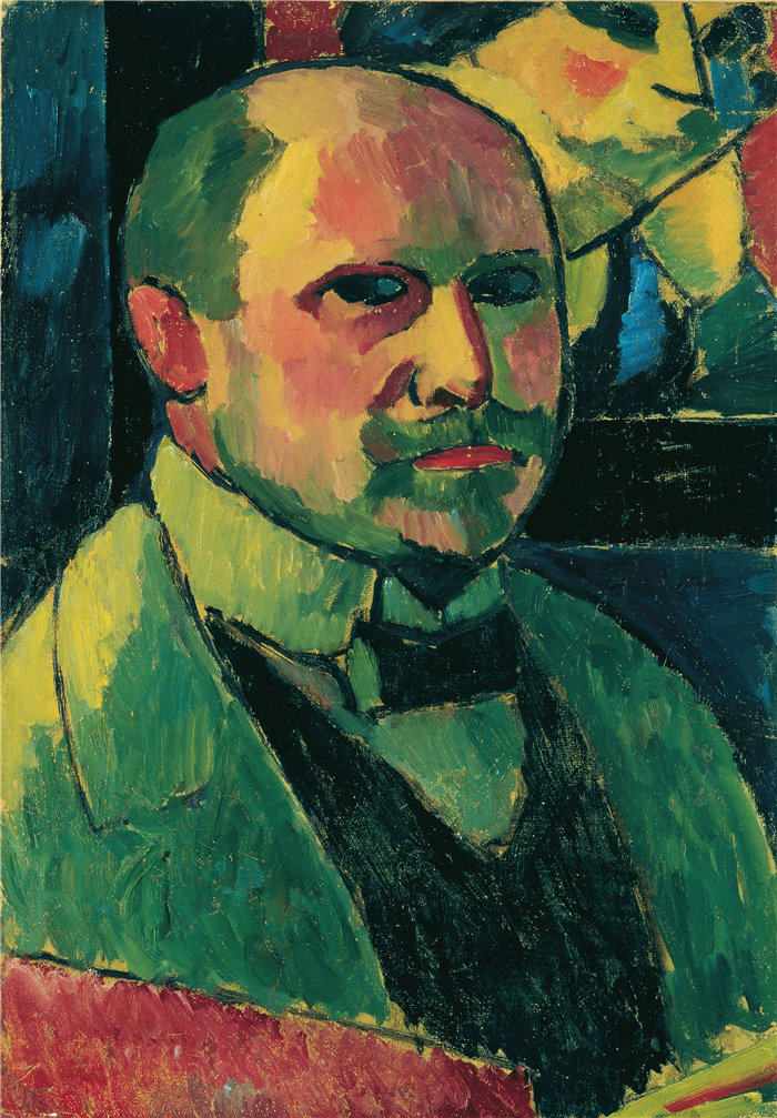 阿列克谢·冯·贾伦斯基(Alexej von Jawlensky,俄罗斯画家)作品-自画像 (1912)