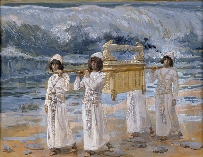詹姆斯·天梭(James Tissot,法国画家)作品-方舟越过约旦河(约 1896-1902 年)