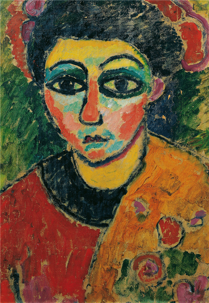 阿列克谢·冯·贾伦斯基（Alexej von Jawlensky，俄罗斯画家）作品-一位女士的肖像（1908）