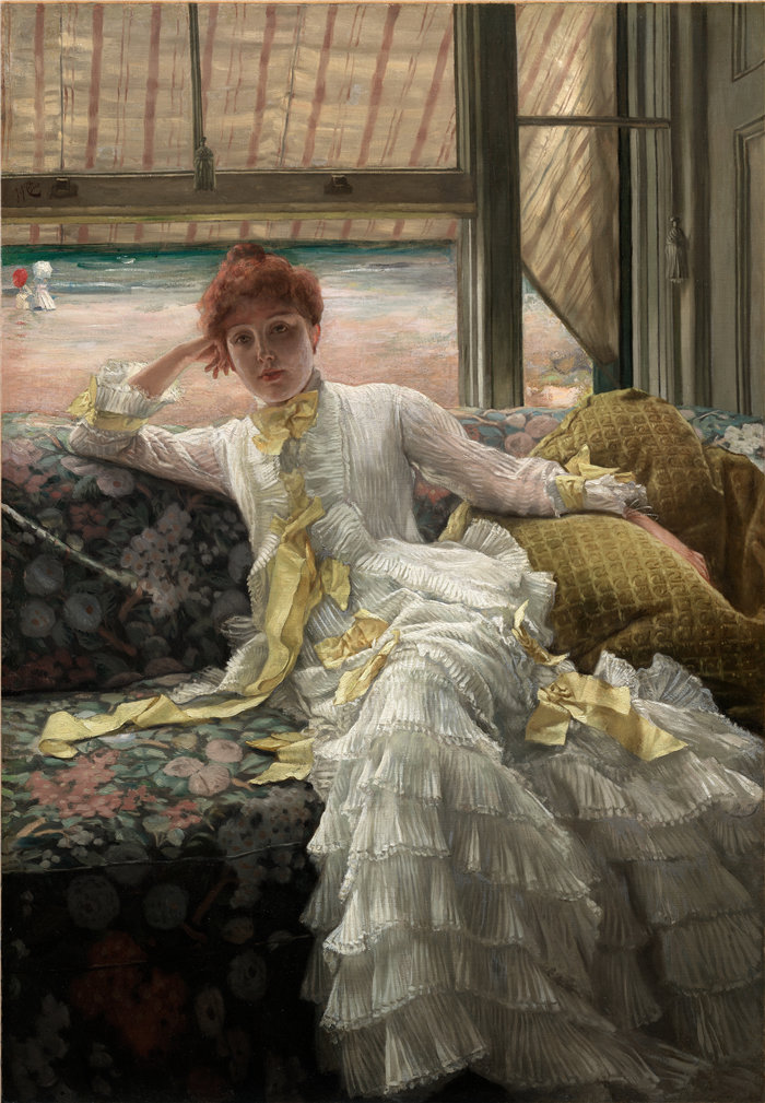 詹姆斯·天梭(James Tissot,法国画家)作品-海边 (1878)