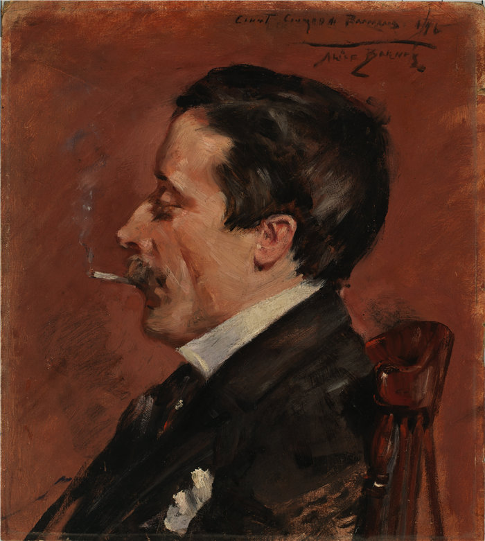 爱丽丝·派克·巴尼 (Alice Pike Barney,美国画家)作品-抽烟的男人 (1896)