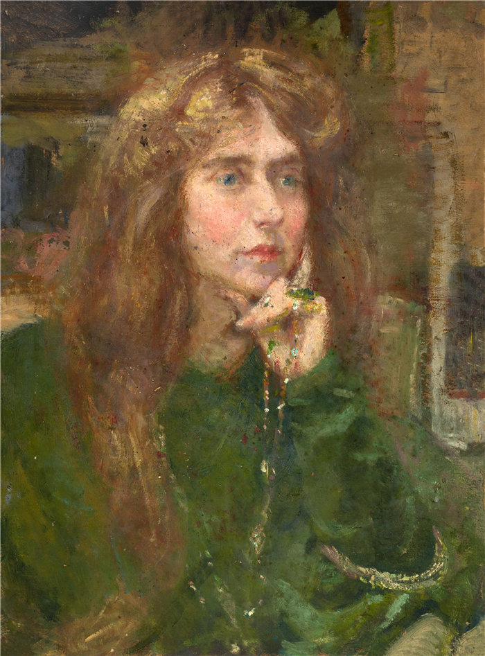 爱丽丝·派克·巴尼 (Alice Pike Barney,美国画家)作品-戴项链的娜塔莉(约 1900 年)