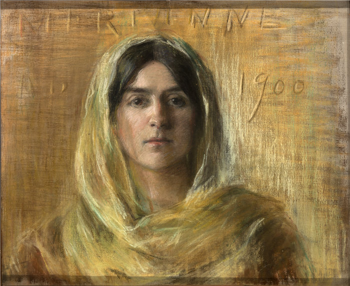 爱丽丝·派克·巴尼 (Alice Pike Barney,美国画家)作品-黄衣玛丽安 (1900)