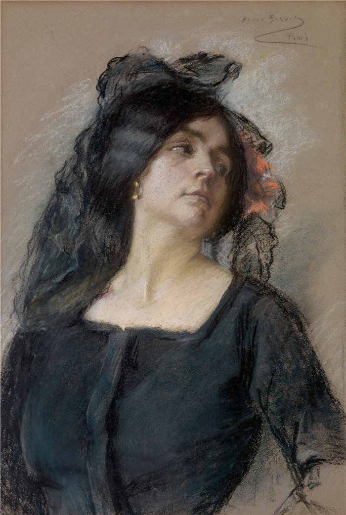 爱丽丝·派克·巴尼 (Alice Pike Barney，美国画家)作品-西班牙女人（约 1900 年）