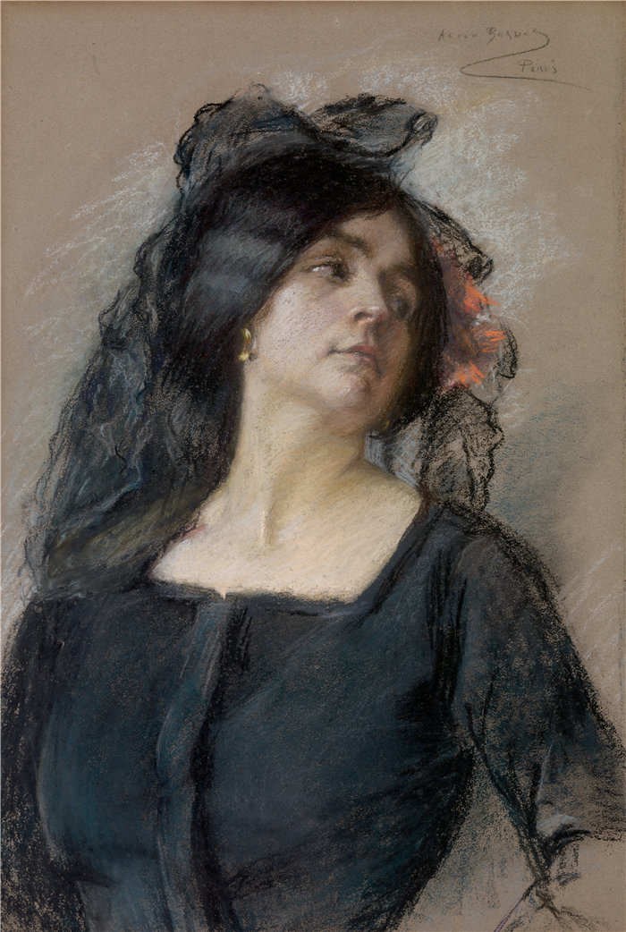 爱丽丝·派克·巴尼 (Alice Pike Barney,美国画家)作品-西班牙女人(约 1900 年)
