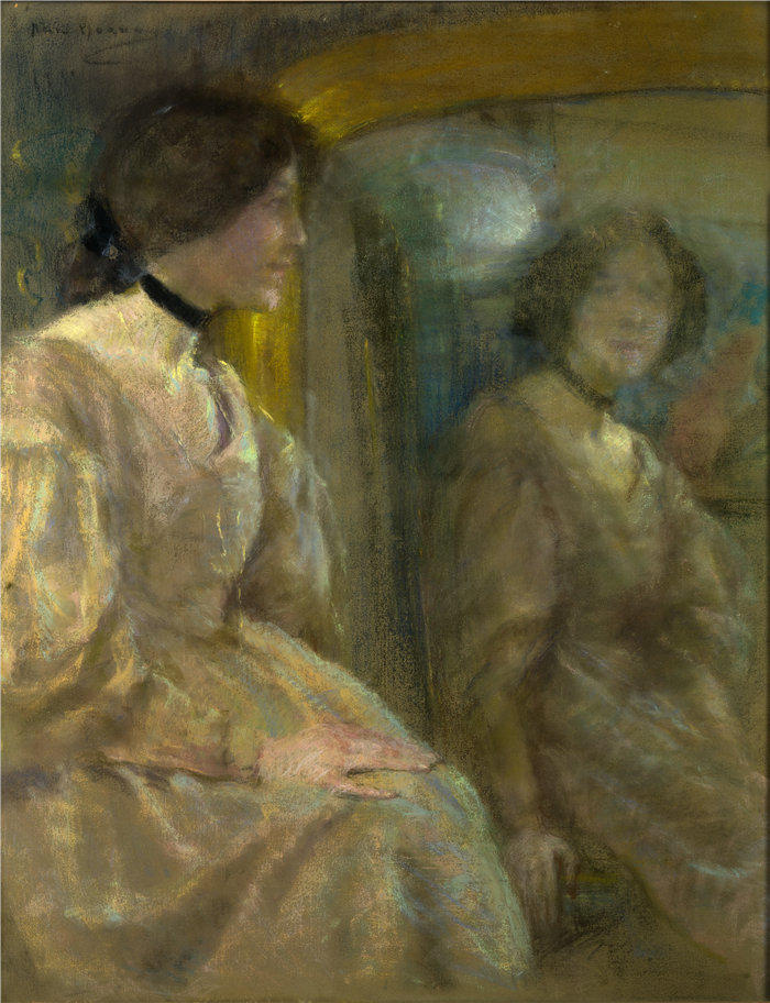 爱丽丝·派克·巴尼 (Alice Pike Barney，美国画家)作品-镜面反射（1911）