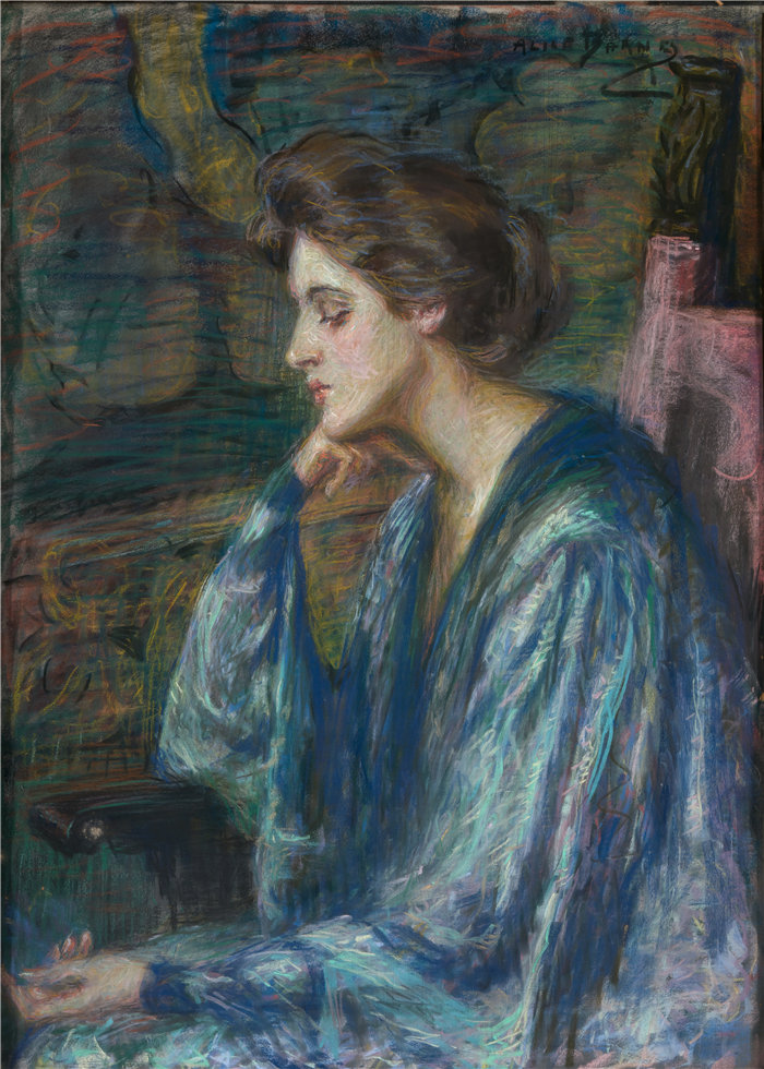 爱丽丝·派克·巴尼 (Alice Pike Barney，美国画家)作品-罗斯福·斯科维尔夫人（约 1900 年）