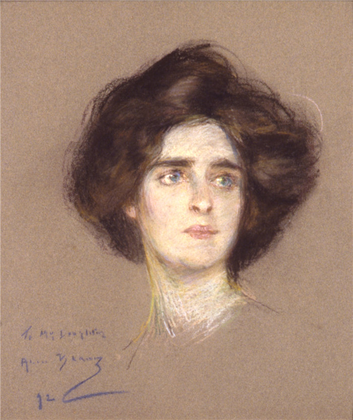 爱丽丝·派克·巴尼 (Alice Pike Barney，美国画家)作品-劳拉细心 (1912)
