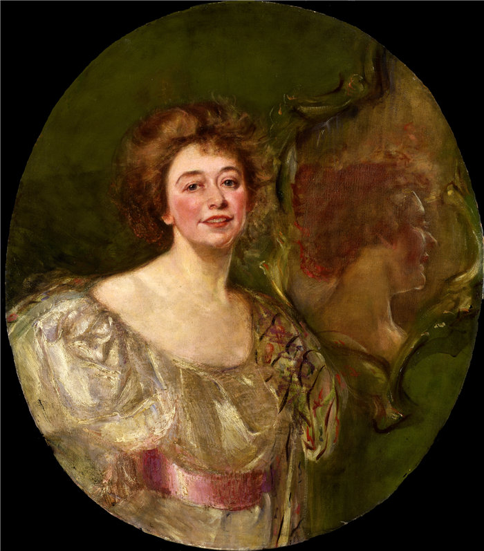 爱丽丝·派克·巴尼 (Alice Pike Barney,美国画家)作品-镜中自画像(1896)