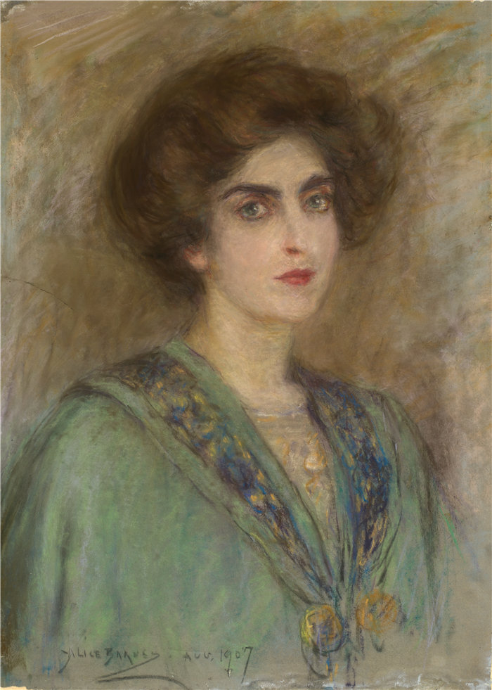 爱丽丝·派克·巴尼 (Alice Pike Barney，美国画家)作品-劳拉在绿海角 (1907)