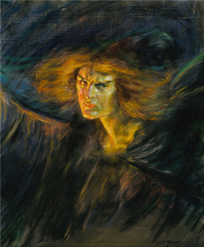 爱丽丝·派克·巴尼 (Alice Pike Barney,美国画家)作品-路西法 (Natalie Clifford Barney) (1902)