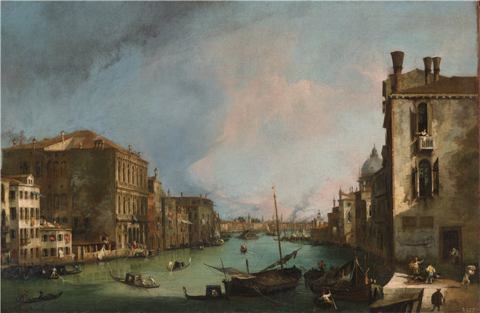 卡纳莱托 （Canaletto，意大利画家）作品-威尼斯大运河与卡格兰德宫角