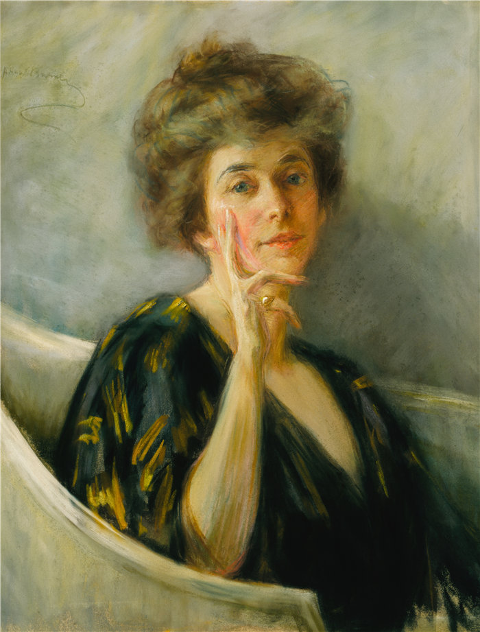 爱丽丝·派克·巴尼 (Alice Pike Barney,美国画家)作品-休息中的自画像(约 1895 年)