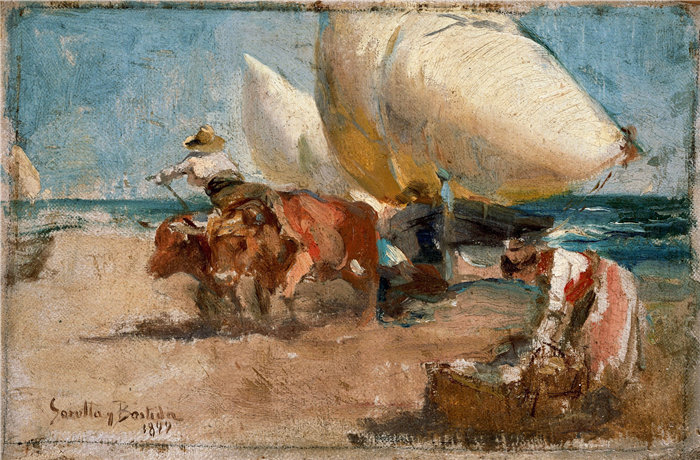 华金·索罗拉(Joaquin Sorolla,西班牙画家)作品-埃塞纳德普拉亚
