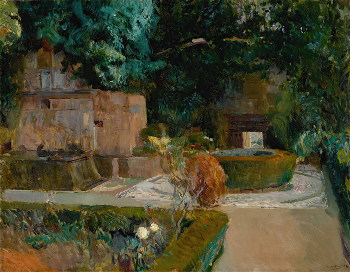 华金·索罗拉（Joaquin Sorolla，西班牙画家）作品-阿尔罕布拉宫，格拉纳达（1910 年）