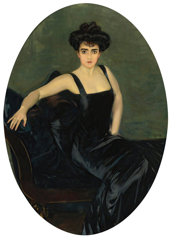 华金·索罗拉（Joaquin Sorolla，西班牙画家）作品-Esperanza Conill De Zanetti 夫人的肖像 (1909)