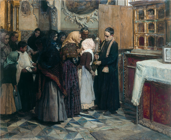 华金·索罗拉(Joaquin Sorolla,西班牙画家)作品-亲吻遗物